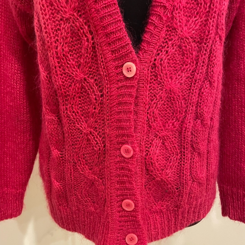 Vintage Raspberry Cardigan Sweater - Picture 3 of 7